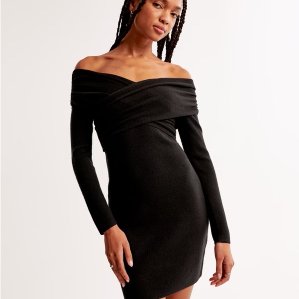 Abercrombie & Fitch Black Off-Shoulder bodycon Dress Christmas party